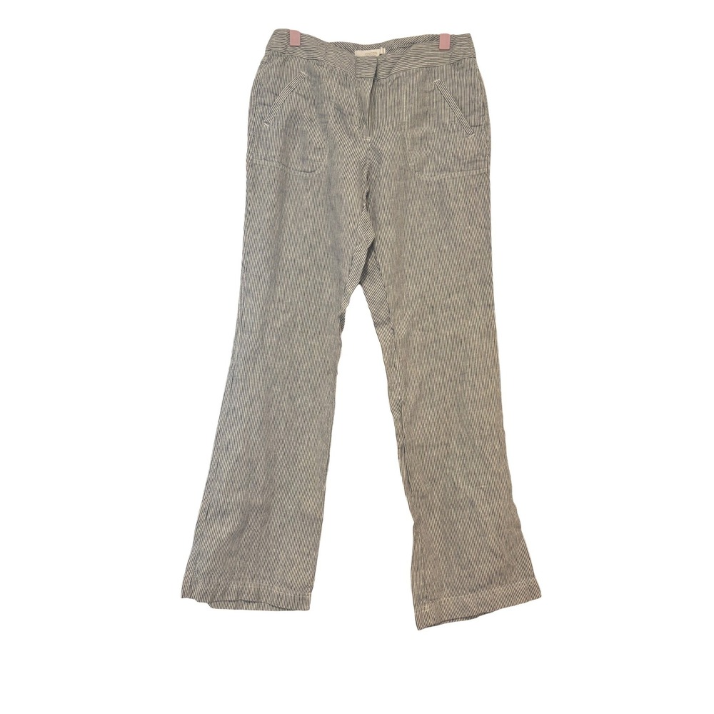 Chicos sz 00 (sz 2 or XS) linen blue/white stripe coastal wide leg pants J